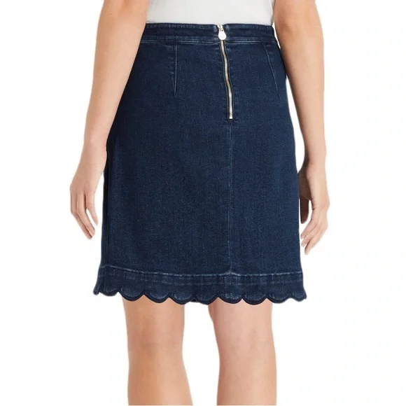 Draper James Scallop Denim Skirt size 2 in Dark Wash - Picture 2 of 6